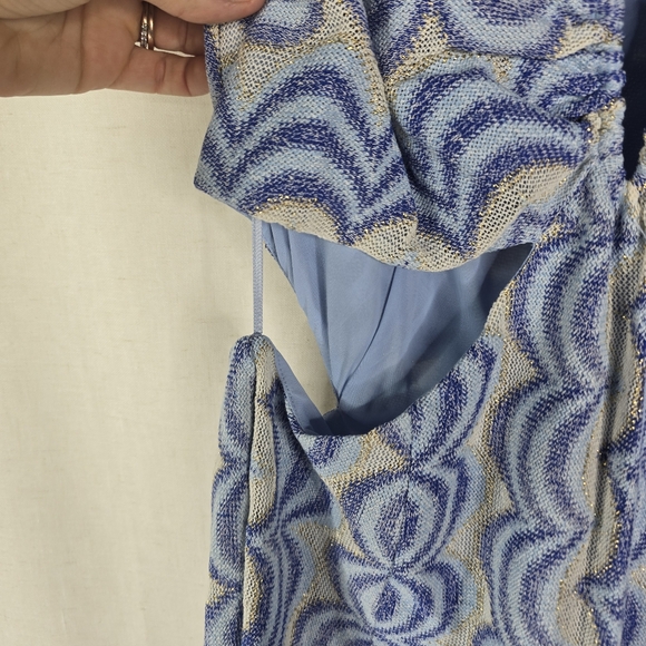 Ramy Brook Womens Size 12 Blue White Hana Jacquard Cut Out Mini Dress - Picture 6 of 7